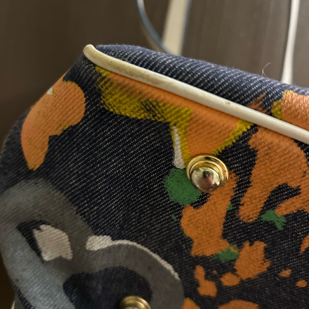Dooney & Bourke Denim-Like Canvas Tote Bag w/ Paint Splat/Graffiti Pattern - Picture 7 of 16
